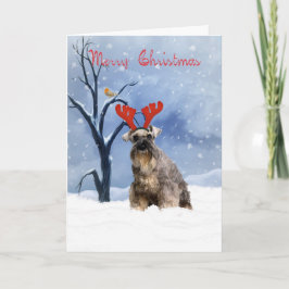 Schnauzer Kerstkaart - Schnauzer heeft rendieren Feestdagen Kaart