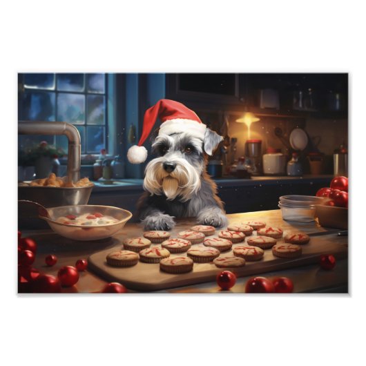 Schnauzer Kerstkoekjes Feestelijke vakantie Foto Afdruk (Voorkant)