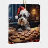 Schnauzer Kerstkoekjes Feestelijke vakantie Keramisch Ornament (Rechts)