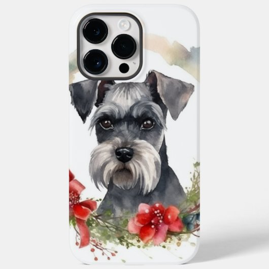 Schnauzer Kerstkrans Feestelijke Pup Case-Mate iPhone Case (Achterkant)