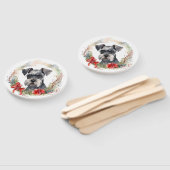 Schnauzer Kerstkrans Feestelijke Pup Handwaaier (Niet-gemonteerd)