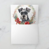 Schnauzer Kerstkrans Feestelijke Pup Kaart (Binnen)
