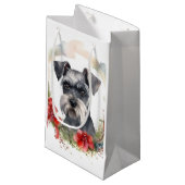 Schnauzer Kerstkrans Feestelijke Pup Klein Cadeauzakje (Voorkant Gekanteld)