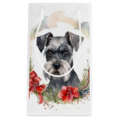 Schnauzer Kerstkrans Feestelijke Pup Klein Cadeauzakje (Voorkant)
