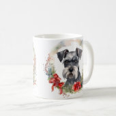 Schnauzer Kerstkrans Feestelijke Pup Koffiemok (Voorkant rechts)
