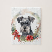 Schnauzer Kerstkrans Feestelijke Pup Legpuzzel (Verticaal)