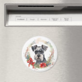 Schnauzer Kerstkrans Feestelijke Pup Magneet (Insitu (Vaatwasser))