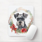 Schnauzer Kerstkrans Feestelijke Pup Muismat (Met muis)