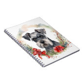 Schnauzer Kerstkrans Feestelijke Pup Notitieboek (Rechterzijde)