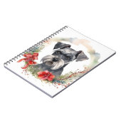 Schnauzer Kerstkrans Feestelijke Pup Notitieboek (Linkerzijde)