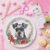 Schnauzer Kerstkrans Feestelijke Pup Papieren Bordje (Feest)