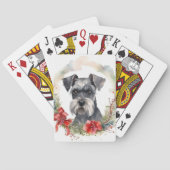 Schnauzer Kerstkrans Feestelijke Pup Pokerkaarten (Achterkant)