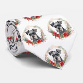 Schnauzer Kerstkrans Feestelijke Pup Stropdas (Opgerold)