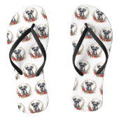 Schnauzer Kerstkrans Feestelijke Pup Teenslippers (Voetbed)