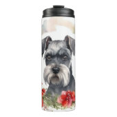Schnauzer Kerstkrans Feestelijke Pup Thermosbeker (Voorkant)