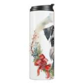 Schnauzer Kerstkrans Feestelijke Pup Thermosbeker (Gedraaid links)