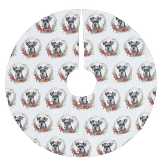 Schnauzer Kerstkrans Festieve Pup Kerstboom Rok (Voorkant)