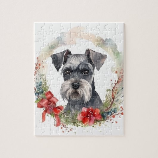 Schnauzer Kerstkrans Festieve Pup Legpuzzel (Verticaal)
