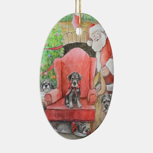 Schnauzer Kerstmis Dog Art kerstversiering Keramisch Ornament (Rechts)