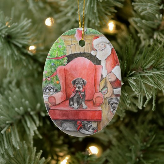 Schnauzer Kerstmis Dog Art kerstversiering Keramisch Ornament (Boom)