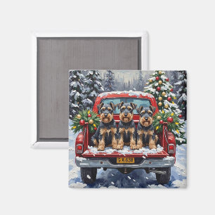 Schnauzer Kerstmis Rode Truck Vakantie Magneet