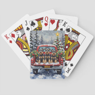 Schnauzer Kerstmis Rode Truck Vakantie Pokerkaarten