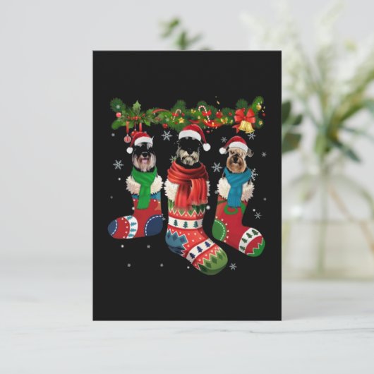 Schnauzer-kerstsok Kaart (Staand voorkant)