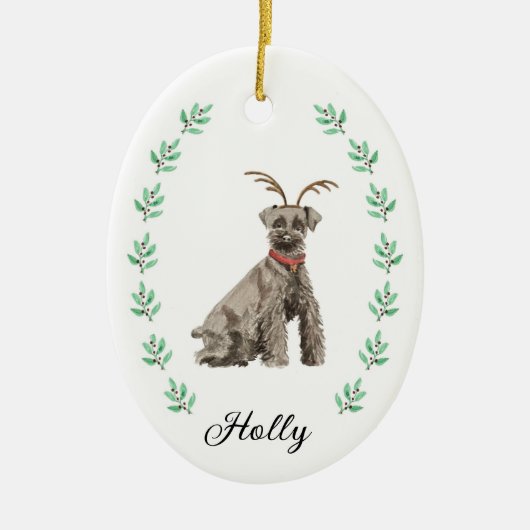 Schnauzer kerstversiering keramisch ornament (Voorkant)