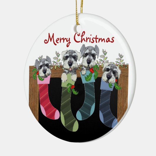 Schnauzer kerstversiering keramisch ornament (Links)