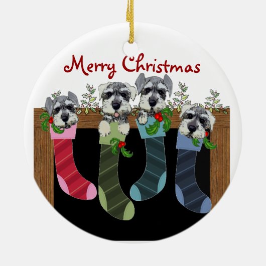 Schnauzer kerstversiering keramisch ornament (Achterkant)