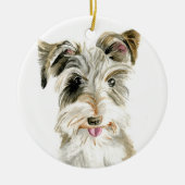 Schnauzer kerstversiering keramisch ornament (Voorkant)