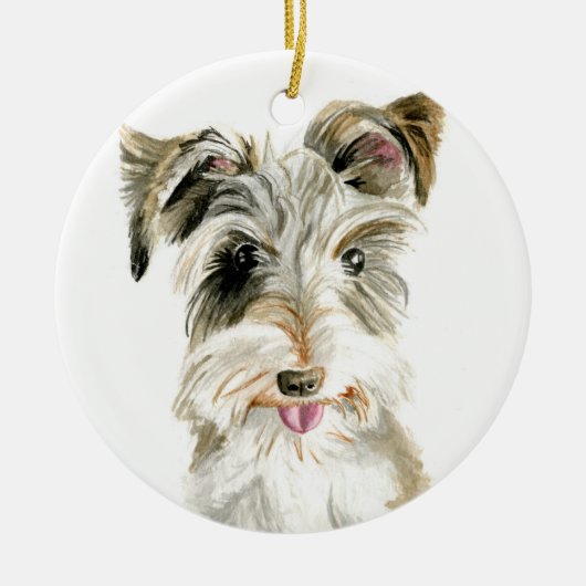 Schnauzer kerstversiering keramisch ornament (Voorkant)