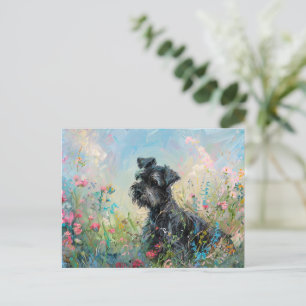 Schnauzer Kleurrijke Wildbloemen Briefkaart
