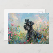 Schnauzer Kleurrijke Wildbloemen Briefkaart (Voorkant / Achterkant)
