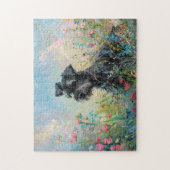 Schnauzer Kleurrijke Wildbloemen Legpuzzel (Verticaal)