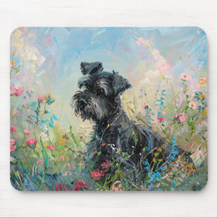 Schnauzer Kleurrijke Wildbloemen Muismat