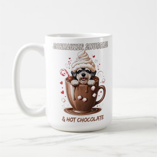 Schnauzer Knuffels & Warme Chocolade Koffiemok (Links)