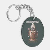 Schnauzer Knuffels & Warme Chocolade Sleutelhanger (Voorkant Links)