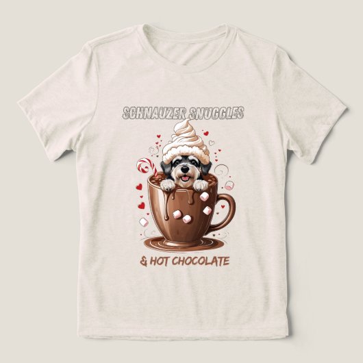 Schnauzer Knuffels & Warme Chocolade Tri-Blend Shirt (Design voorkant)