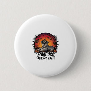 Schnauzer Kruipnacht Halloween Pompoenen Vleermuiz Ronde Button 5,7 Cm