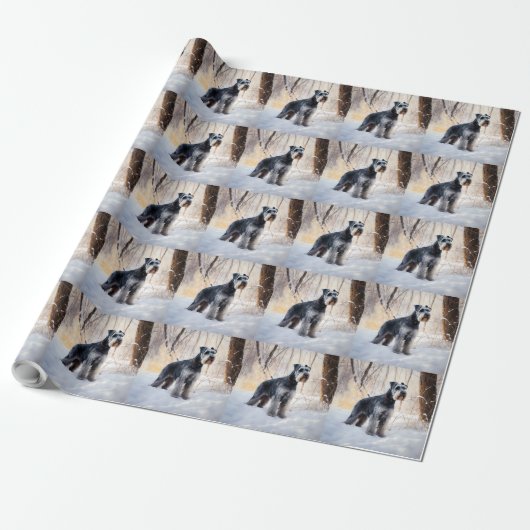 Schnauzer Laat het sneeuwen Kerstmis Cadeaupapier (Uitgerold)