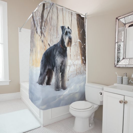 Schnauzer Laat het sneeuwen Kerstmis Douchegordijn (In situ)
