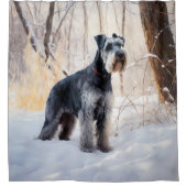 Schnauzer Laat het sneeuwen Kerstmis Douchegordijn (Voorkant)