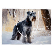 Schnauzer Laat het sneeuwen Kerstmis Groot Cadeauzakje (Achterkant)