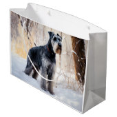 Schnauzer Laat het sneeuwen Kerstmis Groot Cadeauzakje (Achterkant Gekanteld)