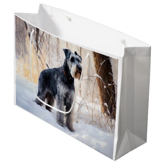 Schnauzer Laat het sneeuwen Kerstmis Groot Cadeauzakje (Voorkant Gekanteld)