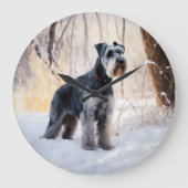 Schnauzer Laat het sneeuwen Kerstmis Grote Klok (Voorkant)
