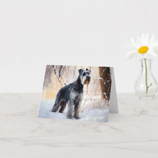 Schnauzer Laat het sneeuwen Kerstmis Kaart (Kleine Plant)