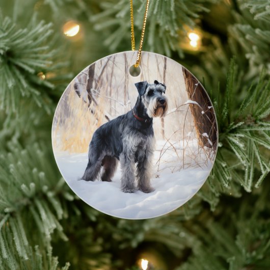Schnauzer Laat het sneeuwen Kerstmis Keramisch Ornament (Boom)