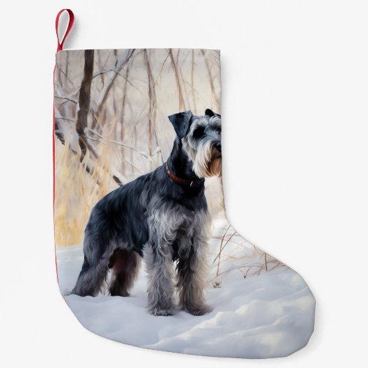 Schnauzer Laat het sneeuwen Kerstmis Kleine Kerstsok (Voorkant)